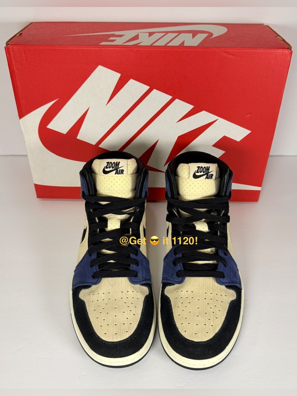 Air Jordan 1 High Zoom CMFT 2 ‘Muslin Blackened Blue’ Women's Shoes DV1305-104 - Picture 5 of 15